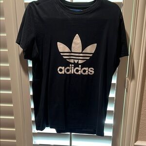 Adidas Black Tee with White Trefoil Logo